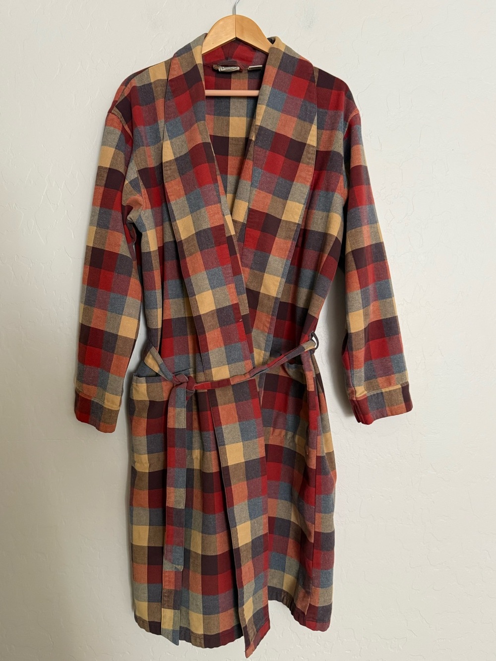 L.L.Bean Men's Scotch Plaid Cotton Flannel Robe Large Multicolor Tartan Heritage